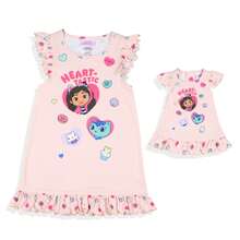Toddler Girls' Heart-Tastic Nightgown Matching Doll Dress - Hồng - Xem 2