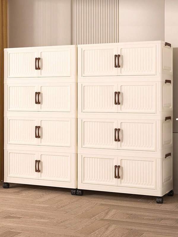 5/4/3/2/1 Regal faltbarer Aufbewahrungsschrank, kein Aufbau erforderlich, Kinder Baby Kleiderschrank, Zuhause Wohnzimmer Spielzeug Lebensmittel Organizer Kunststoffregal