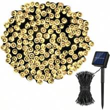 1 Pacote 5m/12m/22m 20/30/50/100/200 Luzes Solares LED, 8 Modos, Luz Solar de Fada para Exterior, Decorações de Festa de Natal, Luzes Solares de Jardim, Branco/Branco Quente/Multicolorido