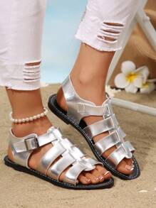 2025 Summer New Outdoor Comfortable Woven Flat Open Toe Plus Size Women Sandals