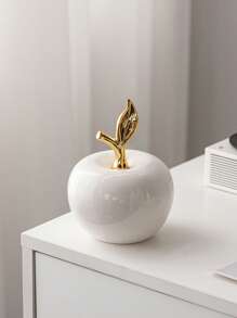 1 Peça Ornamento Cerâmico em Formato de Maçã, Branca, Decoração de Estilo Criativo e Luxuoso, Adequada para Celebração de Festas, Escritório, Quarto, Sala de Estar, Casa, Decoração de Feriado