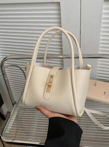 Bolso de mano de mujer de unicolor de PU de moda, versátil bolso cruzado con monedero pequeño