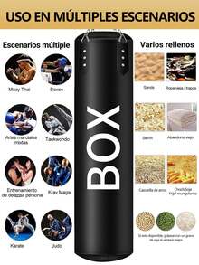 Freedom Saco de Boxeo Profesional de 14 Piezas, Bolsa de Boxeo 1.2M Deportivo, Saco de Boxeo Colgante de Karate Pelea de Boxeo, Saco de Entrenamiento con Cadena de Acero Inoxidable, Costal de Boxeo Piel Premium para Kickboxing,Boxeo,Karate, Gimnasio en Casa - Multicolor - Ver 9