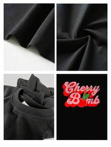 Cherry Bomb - Sweet - Retro - Men's Graphic T-Shirt, 100% Cotton, 220g - Black - View 4