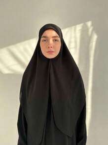 1pc Solid Color Women's Versatile Rectangular Instant Hijab Headscarf, Breathable Comfortable Lightweight High Density Chiffon Knitted Fabric, 175*70cm Chiffon Rectangular Scarf, Undershirt Headscarf, Shawl, Hijab, Suitable For Everyday Wear