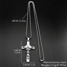 Collar de acero inoxidable con colgante de cruz de Jesús dorado/plateado con el emblema de San Benito para hombres