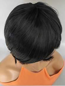 6-Inch Vibrant Wine Red Mixed Black Straight Bob Pixie Cut Wig - Heat Resistant, 6-Inch, 150% Density, Fashionable, Realistic, Soft, Breathable, Comfortable, Easy To Style, High-Quality Synthetic Fiber Wig For Women - Black - View 3