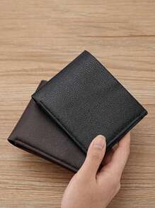 1 Stück modische Herren Geldbörse aus Echtleder in Einfarbig, im Vintage europäischen und amerikanischen Stil multifunktionale Bifold Brieftasche, lässiger Kartenetui