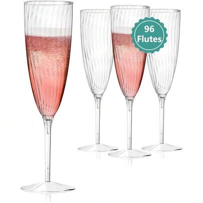 Plastic Champagne Flutes, 36 PCS Disposable Wine Glasses Reusable Plastic Cocktail Cups Home Daily Life Party Birthday Wedding Toasting Drinking Champ