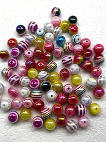 10/20 peças de contas de resina multicoloridas com listras de arco-íris, joias faça você mesmo, pulseira, colar, pingente, acessórios para artesanato