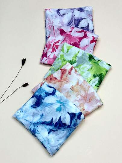 1pc Lightweight Printed Scarf With Tassels, Elegant Design Fashion Shawl For Women, Breathable Chiffon Scarves For Spring/Summer, Versatile For Outdoor, Beach, Headwrap