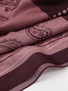 1pc Women's Bohemian Paisley Print Scarf, 90cm, Versatile Accessory Shawl, Suitable For Daily, Travel, Vacation, Beach And Other Occasions - Deep Red - View 5