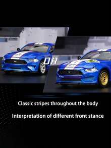 C C A 1 套 1:42 比例野马 GT 2018 红/黄/蓝可定制合金压铸模型车玩具，逼真赛车展示收藏礼物 - 藍色 - 查看 9