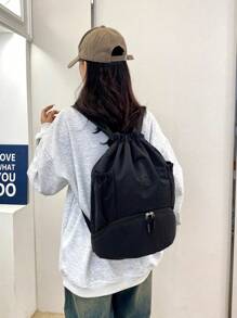 1pc Large Capacity Lightweight Portable Solid Color Fashion Minimalist Gym Bag, Dry&Wet Separation, Multi-Pocket, Convenient For Fitness, Indoor, Outdoor, Hiking, Backpack