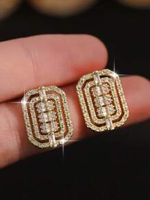 jealous young 1 Paar wunderschöne, vintage quadratische geometrische Kubikzirkonia-Ohrstecker, geeignet für Frauen zum Tragen bei Hochzeiten, formellen Anlässen und im täglichen Leben