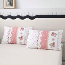 3pcs Printed Bedsheet Set [1pc Bedsheet + 2pcs Pillowcase], No Bed Sheet, No Fill. New Stone Pattern, Soft And Comfortable Fabric. Suitable For Bedroom, Hotel, Dormitory, School, Vacation Rental