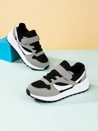 1 par de zapatillas casuales para niños de malla de PU, con cierre de retro, planas, para deportes, adecuadas para actividades diarias, salidas casuales, todas las estaciones