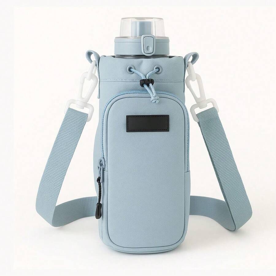 Crossbody Bag Case For Water Bottle Durable, Stylish And Functional Bottle Holder Bag Ideal For Walks, Tours, Gym, Trails, Travel, Biking, Work And Daily Use Practical And Modern Accessory To Carry Your Bottle With Comfort And Style Bag With Adjustable And Adjustable Strap, Reinforced Fabric And High Quality Waterproof Material Compact And Lightweight, Perfect For Outdoor Activities Or Everyday Life Modern Design Casual Sporty And Urban Style, Perfect For Fitness And Streetwear Looks - 藍色 - 查看 1