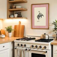 1/2 Stück Vintage gestreifte Rodeo Wandkunst Bild Westernkowboy Leinwanddrucke Malereien Retro Pferde Poster Rustikale Mitte des Jahrhunderts moderne Dekoration für Schlafzimmer, Wohnzimmer oder Büro Raumdekoration Geschenk für sie, ungerahmt - Verschiedenfarbig - Übersicht 5