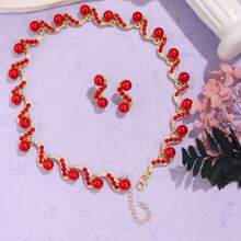 3PCS Set Pearl Jewelry Necklace Earrings Suit, European And American Popular Style, Suitable For Banquets, Parties, Vacations - Best Gift For Girlfriend, Wife, Best Friend