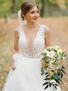 1 Stück Braut Blumenstrauß Hochzeit Abwurf Brautstrauß künstliche Rosen Blumen Abwurf Brautstrauß Hochzeitszeremonie Jahrestag