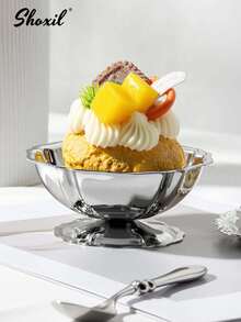 shoxil 1pc Stainless Steel Dessert Cup, Ice Cream Cup, Dessert Bowl, Yogurt Snack Candy Cups, Salad Fruit Pudding Bowls, For Party/Holiday/Festival/Family Gathering