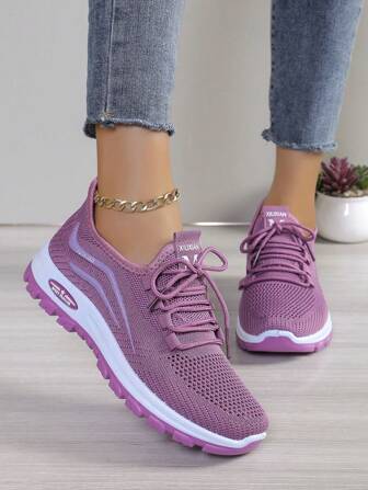 Women's Breathable Casual Running Shoes, Korean Style, Soft Sole, Non-Slip, For Kitchen, Office, Mesh Design