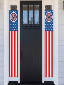 2PCS National Flag Banners, Welcome Signs, Independence Day, Memorial Day Decorations, Suitable For The Front Door Walls Of Homes, Both Indoors And Outdoors