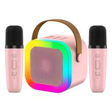 Altavoz Bluetooth Portátil, Bocina Máquina Karaoke Micrófono|Bocina Bluetooth Karaoke Potente Portátil con 2 Micrófonos | 4H Duración, Ideal Fiestas y Viajes - Rosa - Ver 2