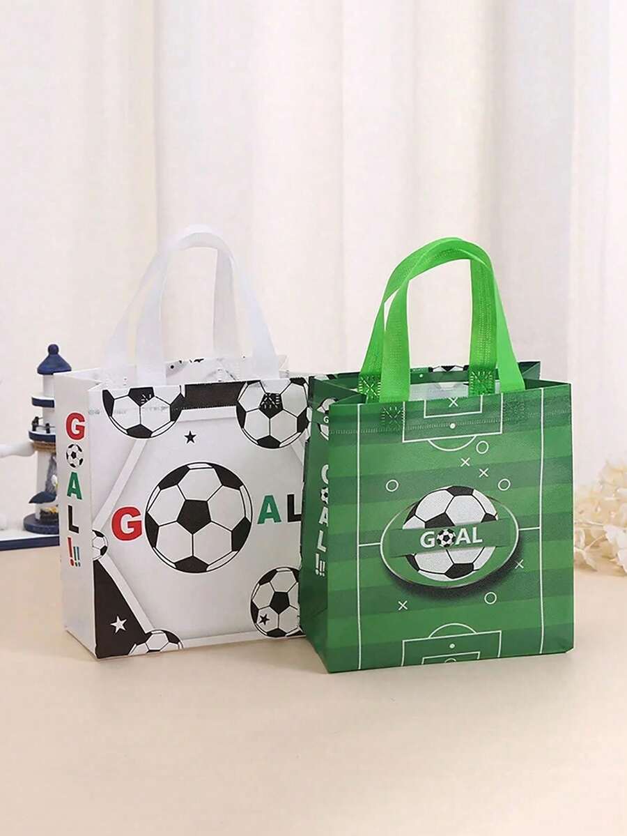 5PCS Non-Woven Fabric Soccer Sports Theme Gift Bags, Multi-Purpose Gift Packaging Tote Bags, Suitable For Birthday Party Favors, Supermarket Shopping Bags, Holiday Event Giveaway Bags - Multicolor - View 1