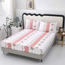 3pcs Printed Bedsheet Set [1pc Bedsheet + 2pcs Pillowcase], No Bed Sheet, No Fill. New Stone Pattern, Soft And Comfortable Fabric. Suitable For Bedroom, Hotel, Dormitory, School, Vacation Rental