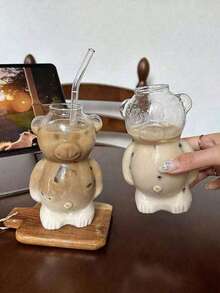 Celebrity Restaurant Little Bear Cup Coffee Cup, Cute Cartoon Glass Cup, Creative Water Cup, Juice Cup, Milk Tea Cup, Birthday Gift Designed For Girls, Creative And Attractive