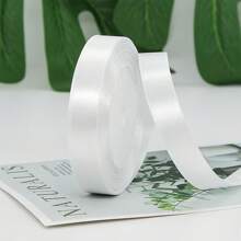 1 Roll Of 22 Meters, White Packaging Ribbon Bow, Colored Ribbon, Polyester Ribbon, Gift Box Silk Ribbon, Jacquard Ribbon