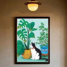 1 件艺术绿色卧室和猫海报墙家庭客厅卧室酒吧美学装饰礼物可选框架 - 彩色 - 查看 10