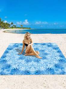 1pc Outdoor Boho Style Waterproof & Sandproof Stylish & Lovely Gradients Flower Pattern Digital Printed Beach Blanket/Picnic Mat, Suitable For Camping, Outdoor Picnics, Beach