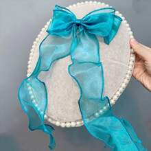 1 Elegant Mesh Ribbon Bow Hair Clip, Vintage Ponytail Stand, Fashionable Hair Accessory Suitable For Women And Daily Use