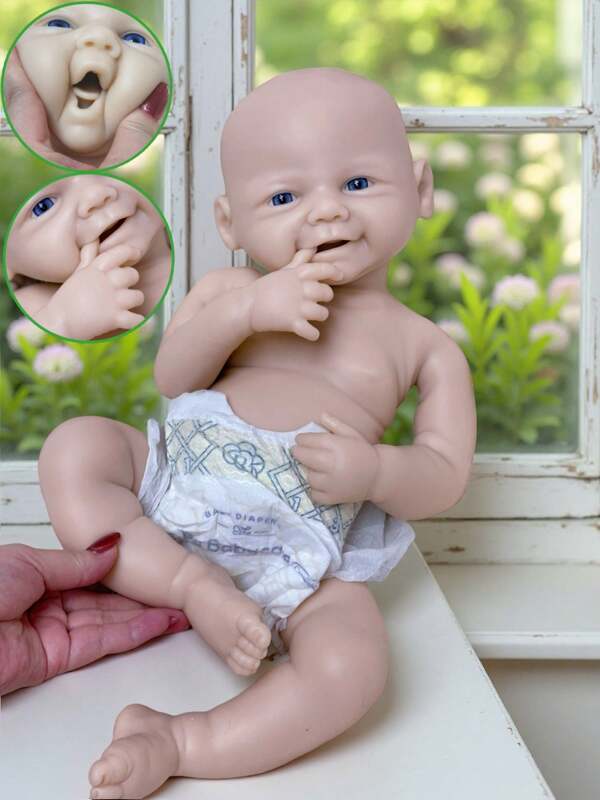 1 Stück weiches 18 Zoll Reborn Puppe aus Platinsilikon, handgemachte lebensecht aussehende Babypuppe als Weihnachtsgeschenk oder Geburtstagsspielzeug