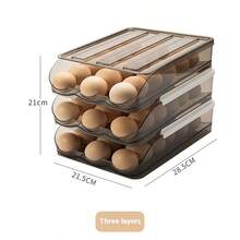 Sliding Drawer Egg Holder, Kitchen Fridge Egg Preservation Box, Egg Storage Container, Holds Up To 18 Eggs - Multicolor - View 17