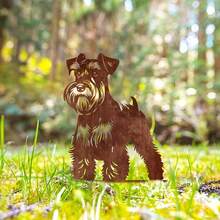 1 件雪纳瑞狗生锈金属花园桩 - 经典设计宠物纪念和庭院装饰，无需电池，非常适合母亲节，户外致敬爱狗人士，质朴的棕色饰面，地面插入，宠物墓碑 | 雪纳瑞设计 | 耐用户外使用，狗纪念礼物 - 鏽棕色 - 查看 8