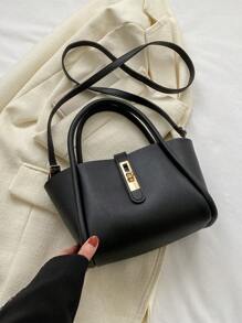 Nuevo bolso de madre de moda de mujer de unicolor de PU, versátil bolso bandolera con monedero pequeño