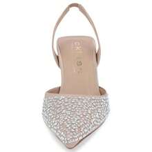 Zapato Zapatilla De Tacón Mujer Color Beige De 6 Cm Destalonada Con Brillos Y Plantilla Sintética Satín - Beis - Ver 3