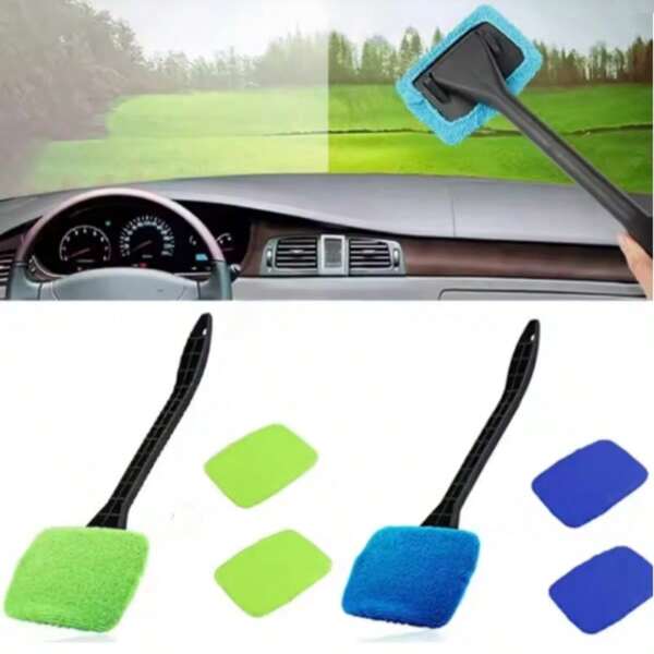 Car Window Cleaner Brush Kit Windshield Cleaning Wash Tools Inside Interior Auto Glass Wiper With Long Handle Car Accessories