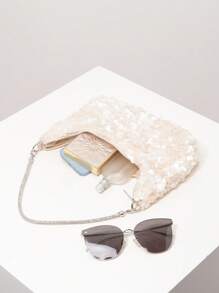 Bolso de hombro con lentejuelas brillantes, accesorio de moda adecuado para vestidos de fiesta, bolso de mujer de estilo premium, bolso para graduación, vestidos de graduación para mujer, accesorios para graduación, bolso elegante de mujer, artículos para bodas, bolso con brillo de patrón aleatorio para graduación/fiesta