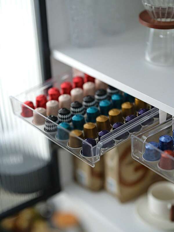 1pc Coffee Capsule Storage Box, Pull-Out Coffee Capsule Holder, Cabinet Drawer Organizer