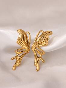 1 Pair Gold Color Butterfly Wings Stud Earrings For Women Stainless Steel Aesthetic Ear 2025 New Fashion Jewelry Gift