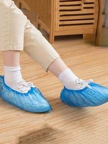 100pcs/50pcs Disposable Shoe Covers, Suitable For Cleaning Supplies, Travel Hotels, Outdoor Cycling, Blue Shoe Covers, Keep Shoes Dry On Rainy Days!