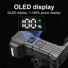 Luz Frontal de Bicicleta com 12 LEDs, Material ABS de Alta Luminosidade, Lanterna para Uso Externo, Alto-Falante Embutido e Visor Digital, 5 Modos de Iluminação, Suporte Rotativo 360°, Luz de Bicicleta Segura para Uso Noturno