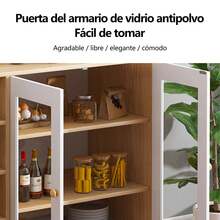 Armario de Cocina, Alta Calidad Gabinete de Almacenamiento para Cocina con 4 Cajones y 2 Puertas, Mueble Aparador para Sala de Estar, Comedor, Oficina, 120*35*90cm - Blanco - Ver 8