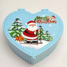 صندوق مجوهرات قلب أحمر بشكل قلب مصنوع من البلاستيك بنقوش عيد الميلاد، مناسب لتخزين وعرض المجوهرات، مناسب لتعبئة مستحضرات التجميل، صندوق هدايا عيد الميلاد.