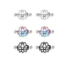 1 paire de bijoux de piercing corporel en forme de lotus en acier inoxydable. Anneaux pour mamelons en trois couleurs, accessoires de piercing corporel, convenant aux femmes pour le porter en été/toutes saisons, bijoux de corps/cadeau de piercing corporel